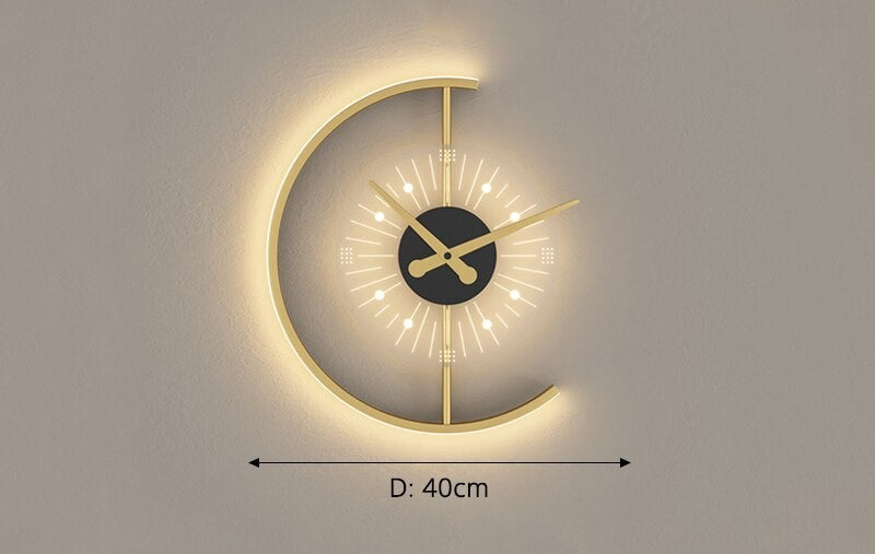 Modern LED Wall Clock  Crescent Moon Design With Backlight - Detailed view