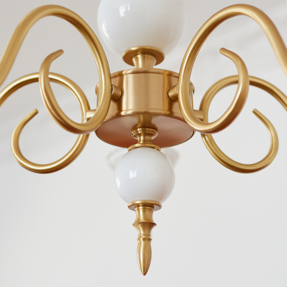 Classic Chandelier Light  Brass White Glass Design - Product detail 11