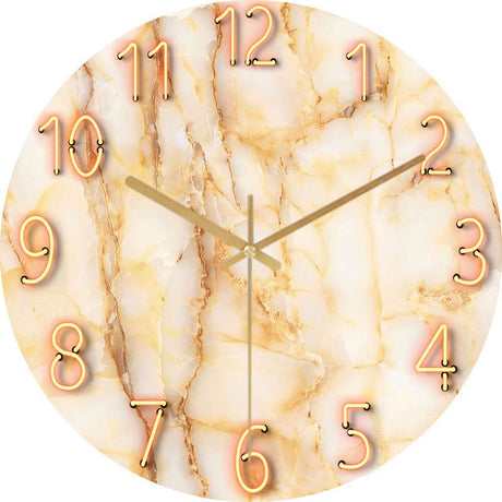 Modern Wall Clock  Neon Numbers Blue Marble Design - Product detail 4