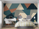Geometric Mural Wallpaper | Modern Teal and Terracotta Design