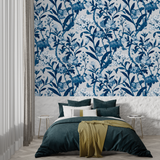 Floral Mural Wallpaper | Blue Toile de Jouy Pattern