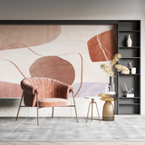Abstract Mural Wallpaper | Terracotta and Beige Geometric Shapes