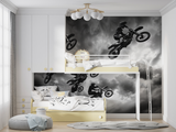 Constellation Mural Wallpaper | Golden Stars on Deep Blue Night Sky