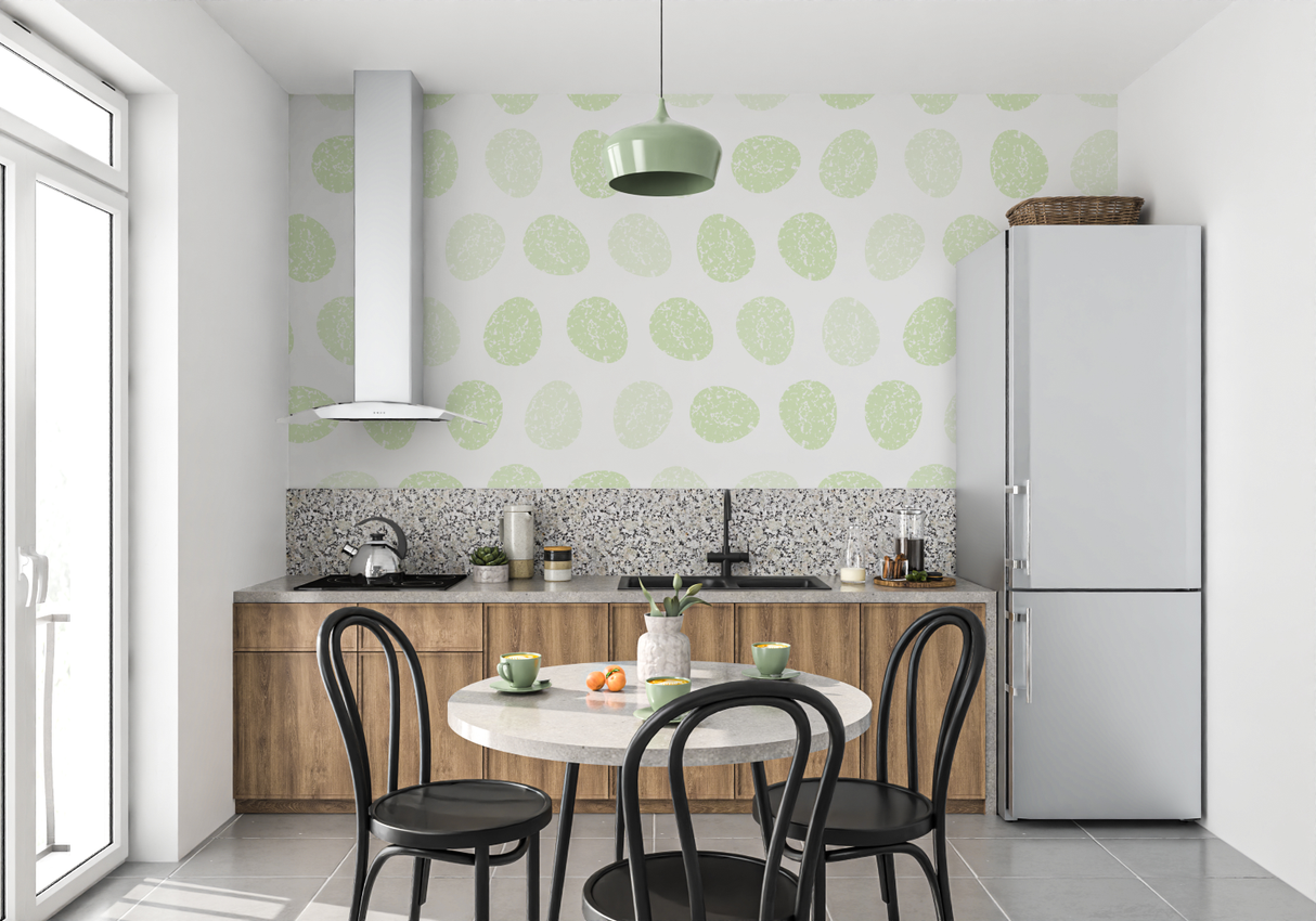 Geometric Mural Wallpaper | Soft Green Circles Pattern