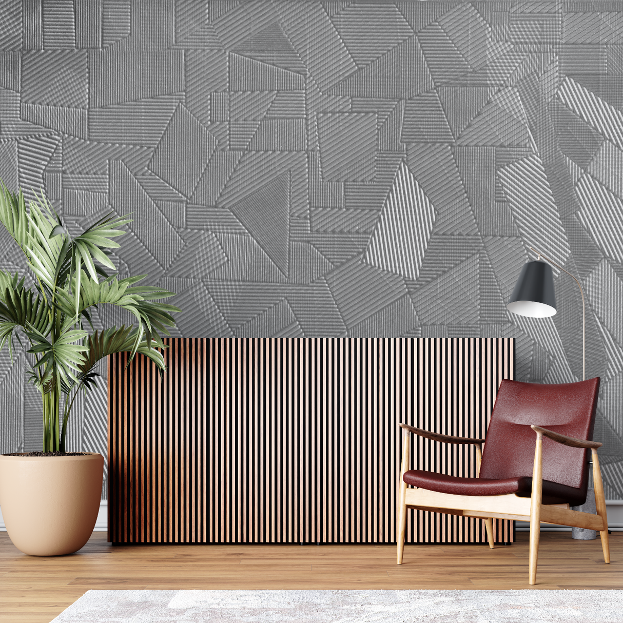 Geometric Mural Wallpaper | Modern Grey Linear Pattern
