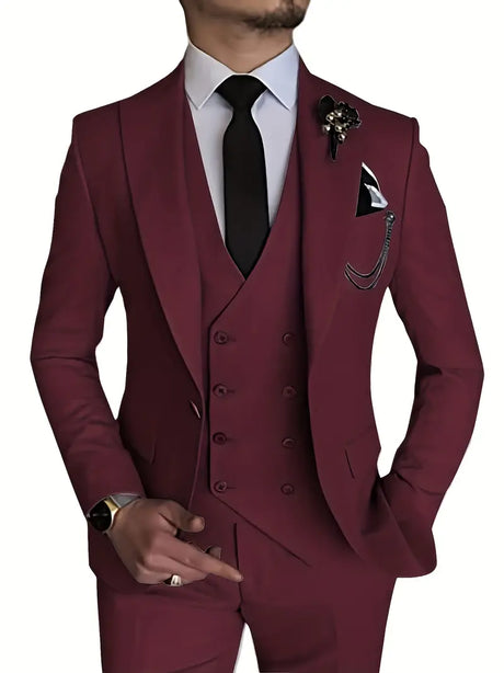 Classic Three Piece Suit  Beige Double-Breasted Design - Product detail 8
