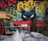 Street Art Mural Wallpaper | Urban Graffiti with Classic Car