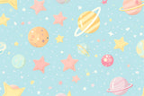 Space Mural Wallpaper | Pastel Planets and Stars Design