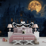 Castle Mural Wallpaper | Moonlit Palace with Glowing Windows