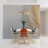 Modern Mural Wallpaper | Circular Pattern with Gold Palm Leaf
