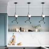 Creative Pendant Light  Swinging Iron Figure Design - Detailed view