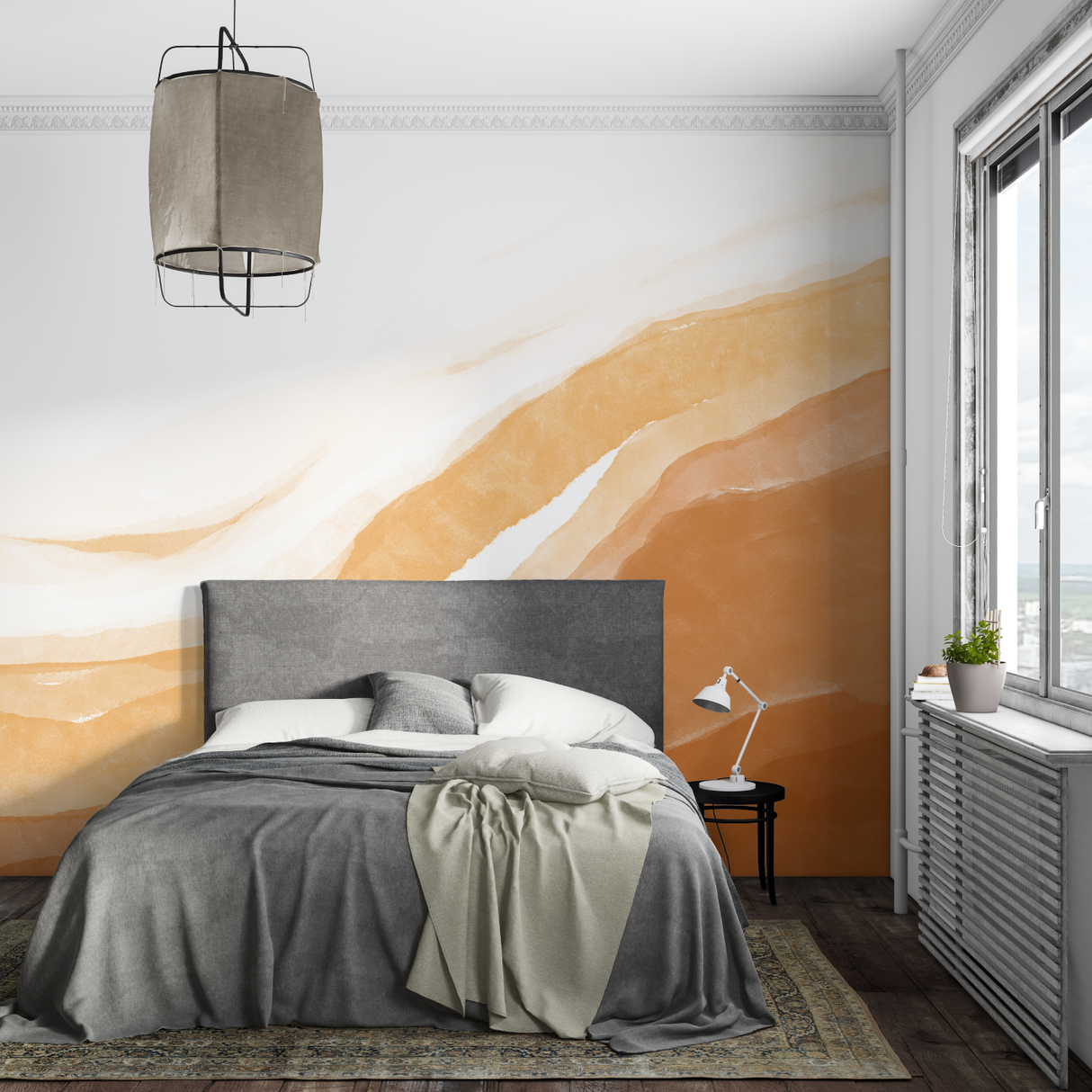 Abstract Mural Wallpaper | Terracotta Watercolor Waves