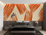 Abstract Mural Wallpaper | Terracotta Brushstroke Pattern