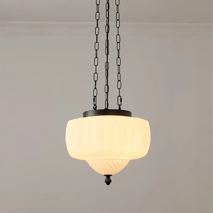 Modern Glass Pendant Light  White Dome Chain Hanging Design - Product detail 8