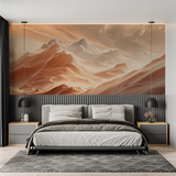 Mountain Mural Wallpaper | Terracotta Peaks at Sunset