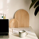 Modern Wood Wall Art  Geometric Rainbow Arch Pattern - Detailed view
