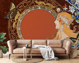 Art Nouveau Mural Wallpaper | Vintage Butterfly and Gold Design