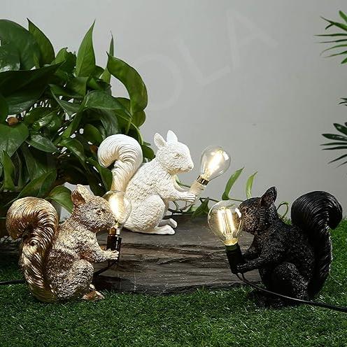 Woodland Table Lamp  Gold Squirrel Design - Detailed view