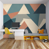 Geometric Mural Wallpaper | Modern Abstract Terracotta and Teal Design