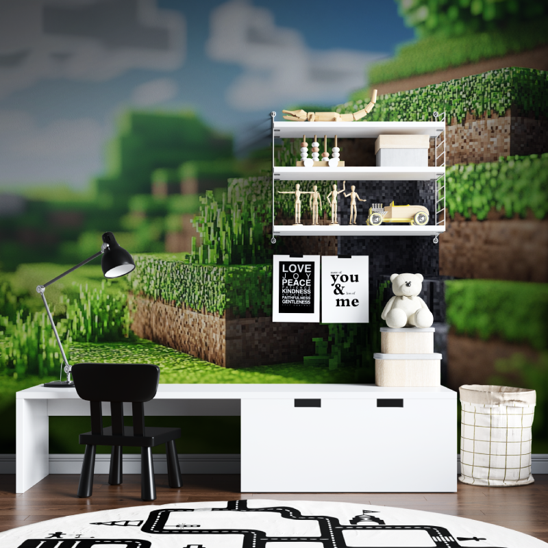 Gaming Mural Wallpaper | Pixelated Landscape Design