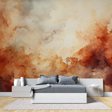 Abstract Mural Wallpaper | Terracotta Watercolor Cloud Design