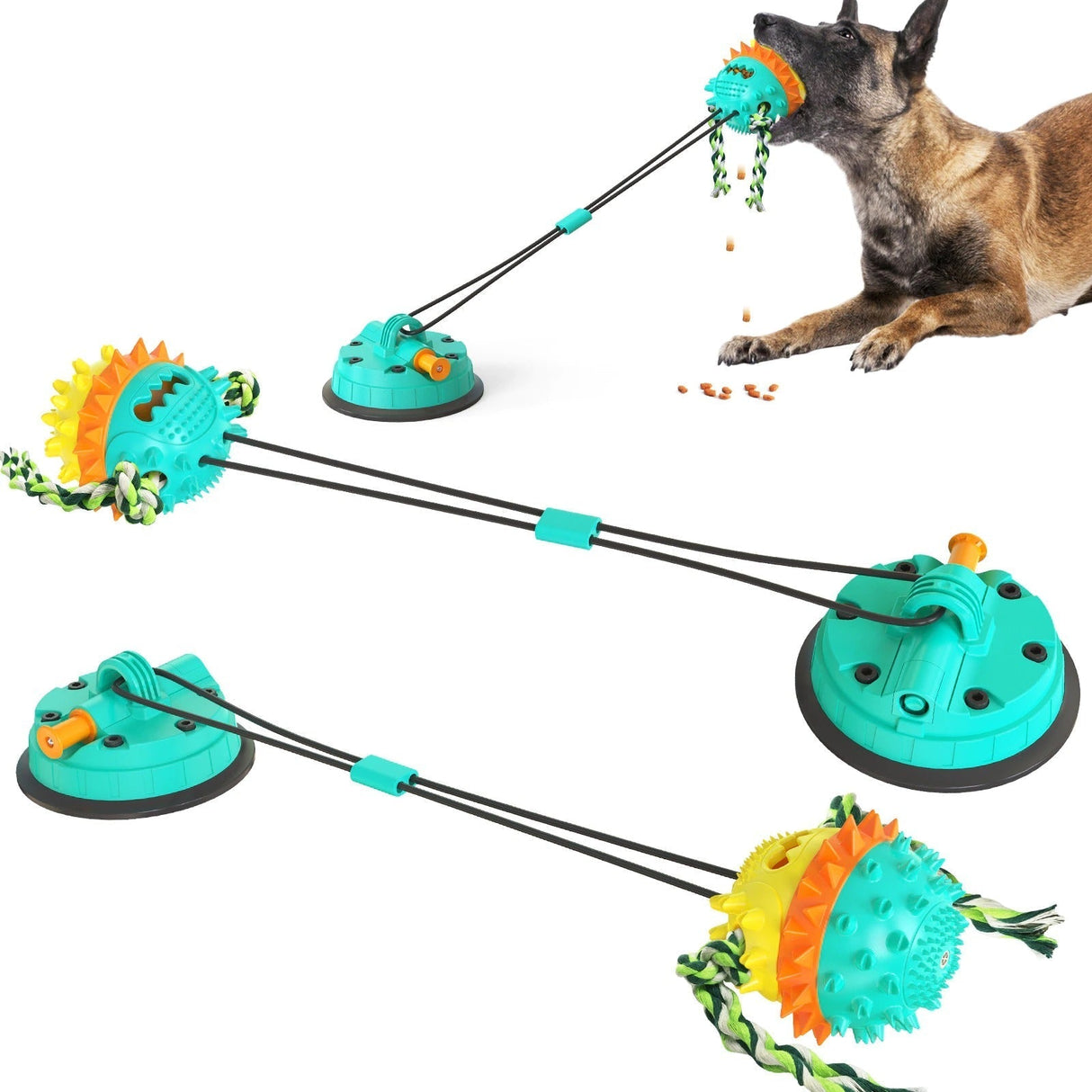 Interactive Dog Toy  Suction Cup Base with Dental Chew Ball - Product showcase