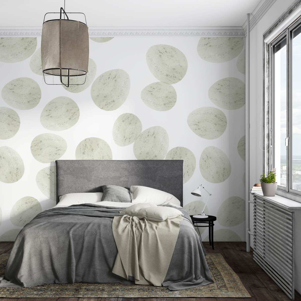 Geometric Mural Wallpaper | Soft Green Circles Pattern