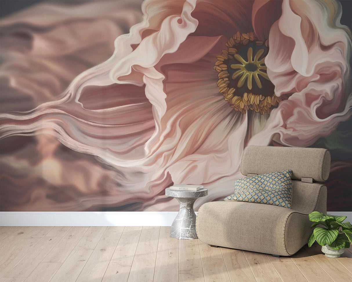 Blumen-Tapete | Großformatige rosa Anemonen-Kunst