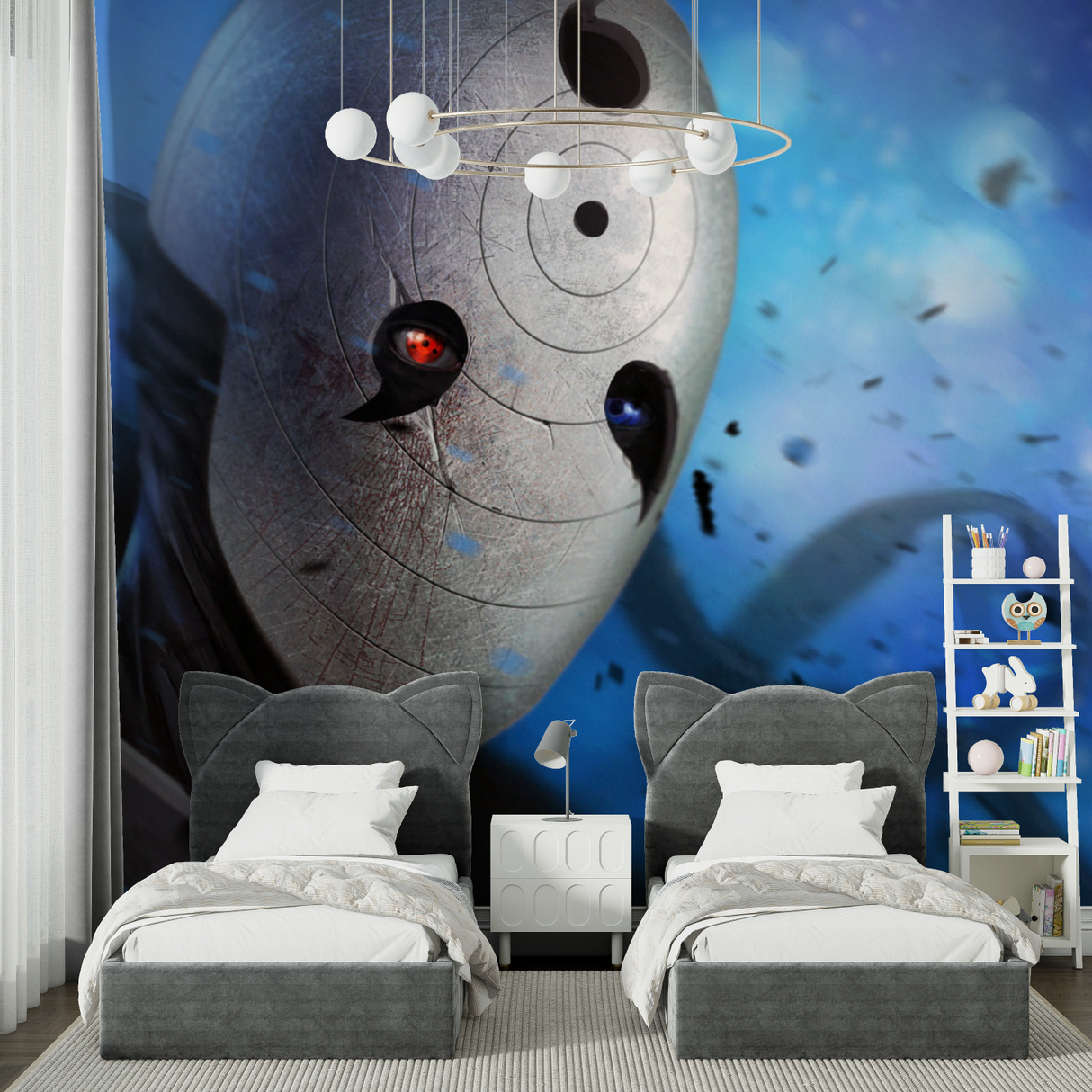 Anime Mural Wallpaper | Mysterious Masked Character Design