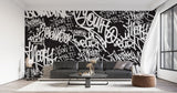 Graffiti Mural Wallpaper | Urban Black and White Street Art