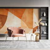 Abstract Mural Wallpaper | Terracotta Geometric Curves