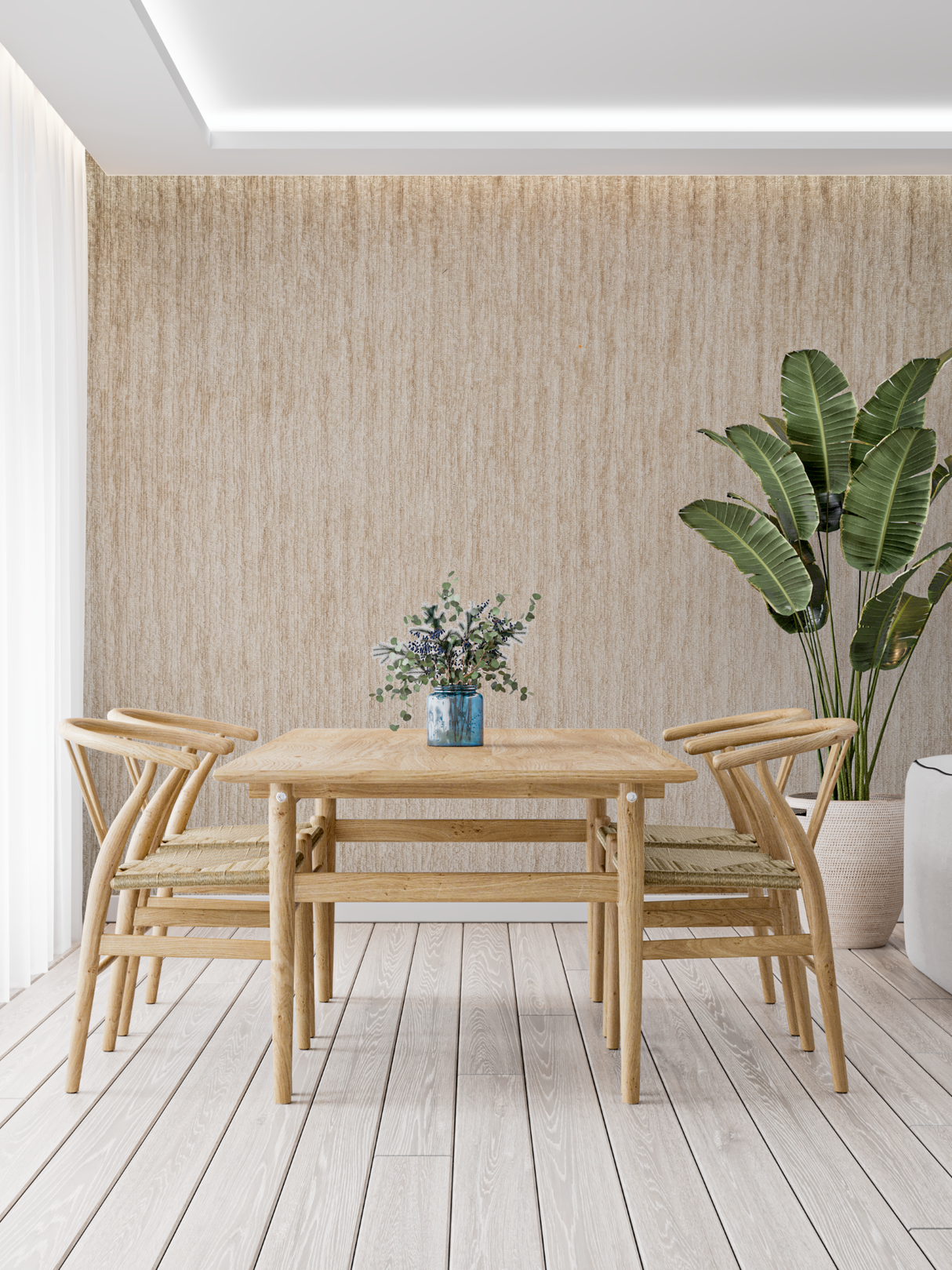 Wood Pattern Mural Wallpaper | Natural Beige Striped Design