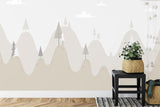 Mountain Mural Wallpaper | Minimalist Scandinavian Design