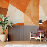 Abstract Mural Wallpaper | Terracotta Geometric Curves