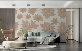 Floral Mural Wallpaper | Large Beige Blooms on White
