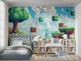 Gaming Mural Wallpaper | Retro Pixel Art Landscape