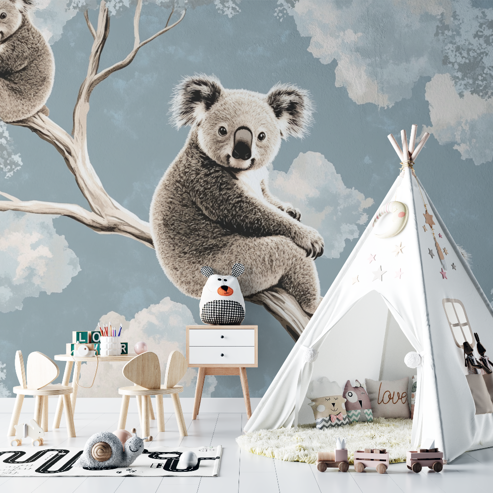 Koala Mural Wallpaper | Dreamy Sky and Tree Branch Design