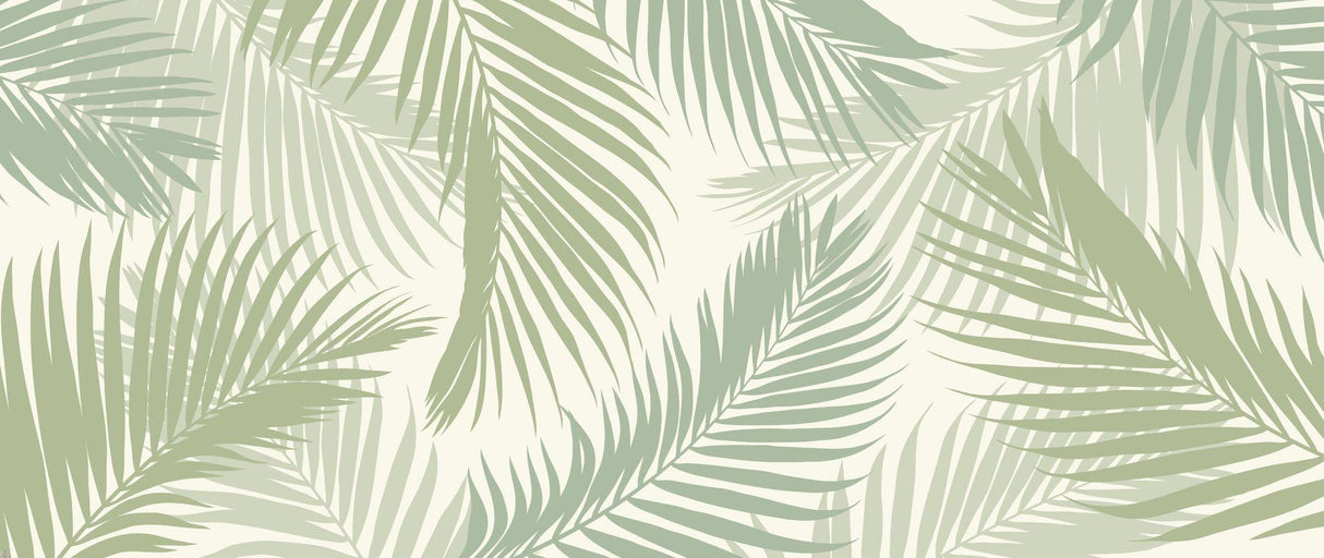 Tropical Mural Wallpaper | Sage Green Palm Leaves Pattern