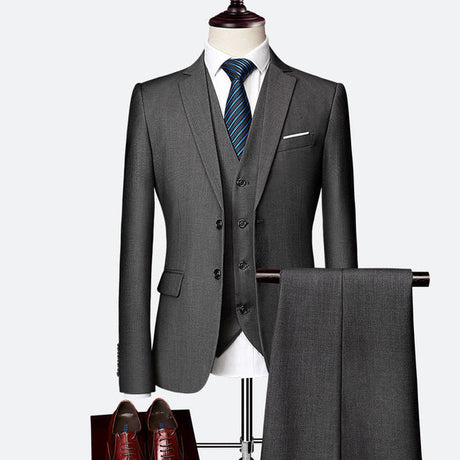 Modern Slim Fit Three-Piece Suit  Sky Blue Cotton Blend - Product detail 11
