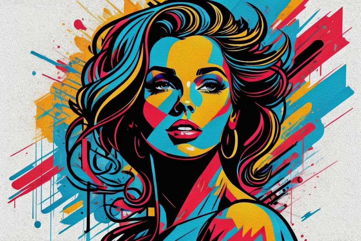 Street Art Mural Wallpaper | Pop Art Portrait in Vibrant Colors