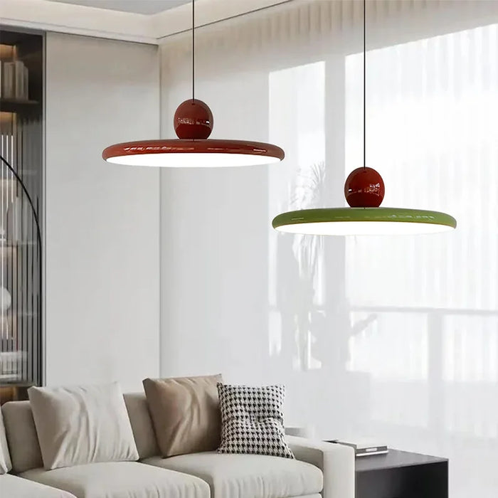 Modern Pendant Light  Bauhaus-Inspired Glass Disc Design - Detailed view