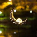 Solar Garden Moon Light  Crescent Metal Lantern with Glass Globe - Detailed view