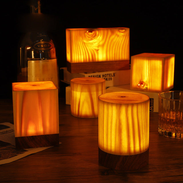 Modern LED Table Lamp  Wood Grain Touch Control Design - Product showcase