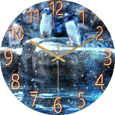 Modern Wall Clock  Neon Numbers Blue Marble Design - Product detail 8