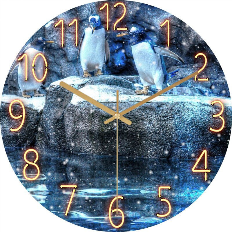 Modern Wall Clock  Neon Numbers On Blue Marble - Product detail 8