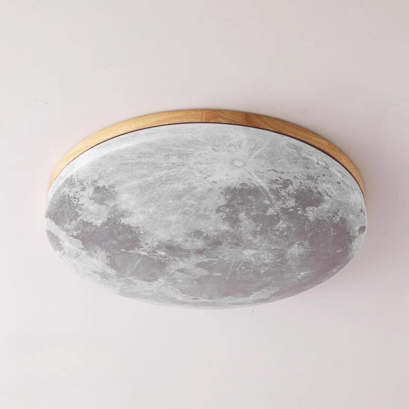 Modern LED Ceiling Light  Natural Wood Frame Design - Detailed view