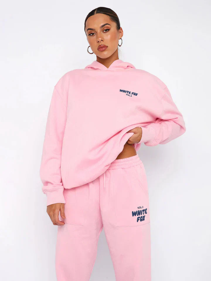 Womens Lounge Set  Pink Cotton Blend Hoodie and Joggers - Product detail 10