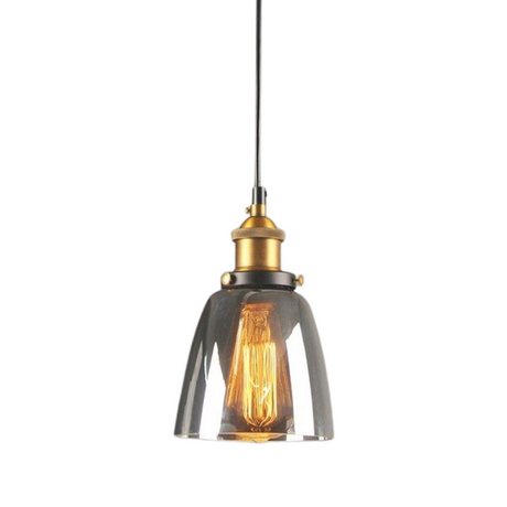 Industrial Glass Pendant Light  Smoke Grey Vintage Shade - Product detail 10
