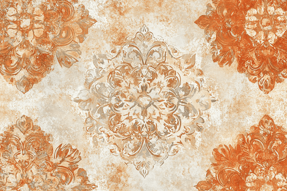 Vintage Mural Wallpaper | Terracotta Arabesque Pattern
