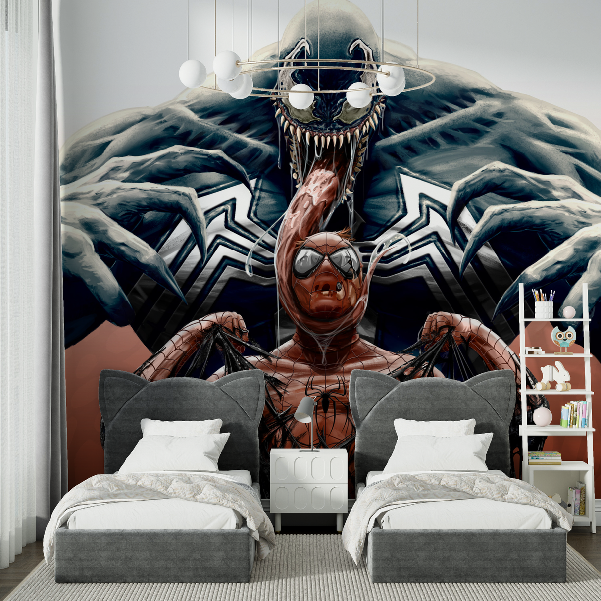 Superhero Mural Wallpaper | Venom and Spider-Man Battle Scene